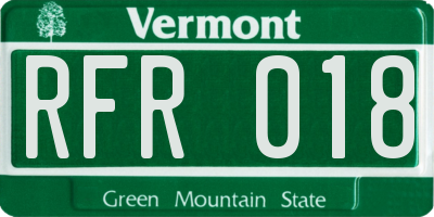 VT license plate RFR018