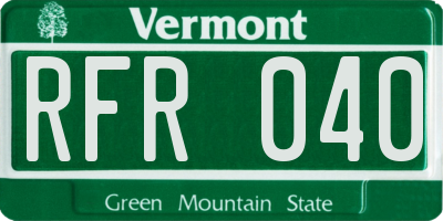 VT license plate RFR040