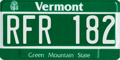 VT license plate RFR182