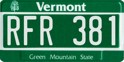 VT license plate RFR381