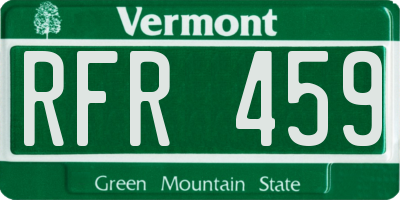 VT license plate RFR459