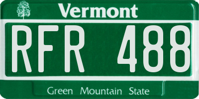 VT license plate RFR488