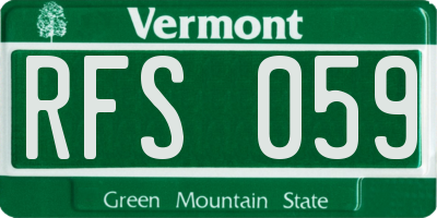 VT license plate RFS059