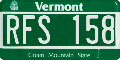 VT license plate RFS158