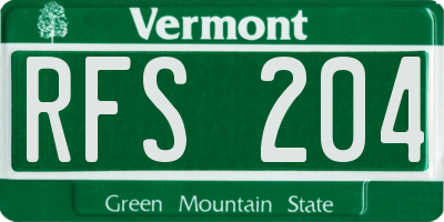 VT license plate RFS204
