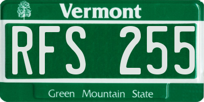 VT license plate RFS255