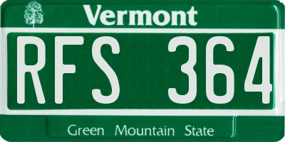 VT license plate RFS364