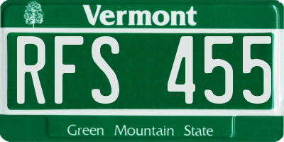 VT license plate RFS455