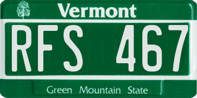 VT license plate RFS467