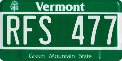 VT license plate RFS477