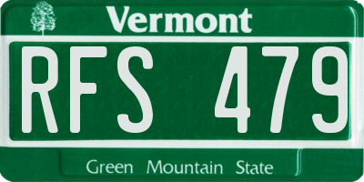 VT license plate RFS479