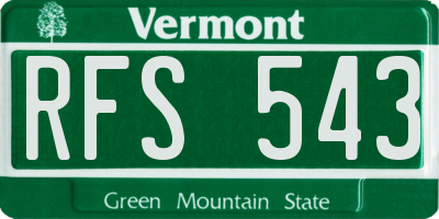 VT license plate RFS543