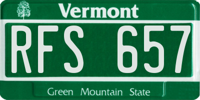 VT license plate RFS657