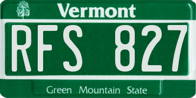 VT license plate RFS827