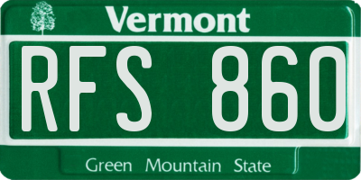 VT license plate RFS860