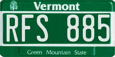 VT license plate RFS885