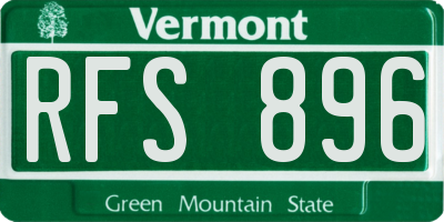 VT license plate RFS896