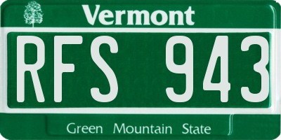 VT license plate RFS943