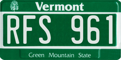 VT license plate RFS961