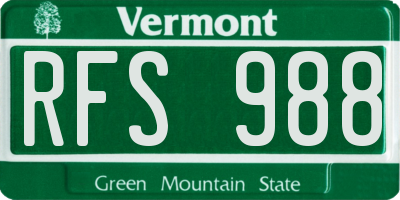 VT license plate RFS988