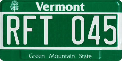 VT license plate RFT045