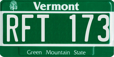 VT license plate RFT173