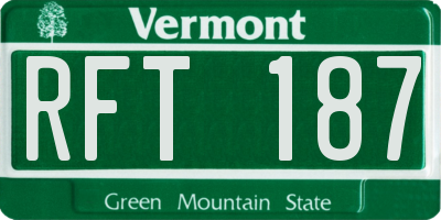 VT license plate RFT187
