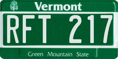 VT license plate RFT217