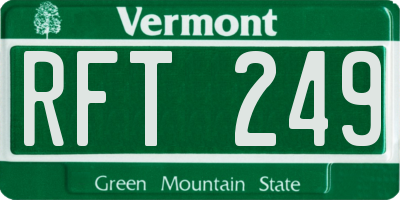 VT license plate RFT249