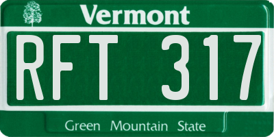 VT license plate RFT317