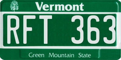 VT license plate RFT363