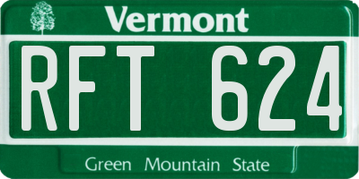 VT license plate RFT624