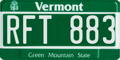 VT license plate RFT883