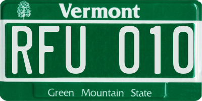VT license plate RFU010
