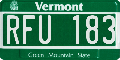 VT license plate RFU183