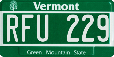 VT license plate RFU229