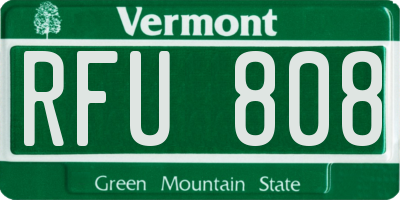 VT license plate RFU808