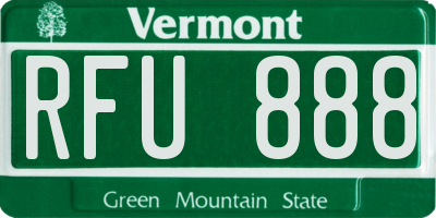 VT license plate RFU888