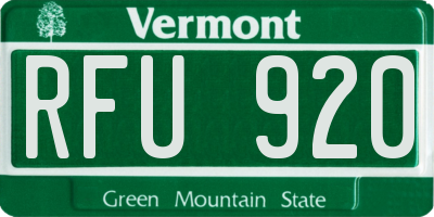 VT license plate RFU920