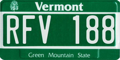 VT license plate RFV188