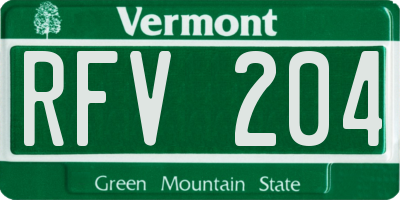 VT license plate RFV204