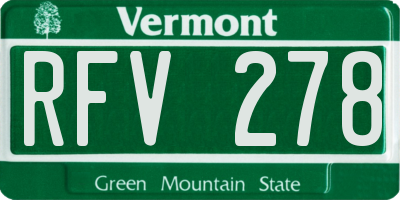 VT license plate RFV278