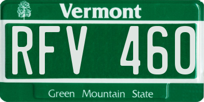 VT license plate RFV460