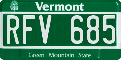 VT license plate RFV685
