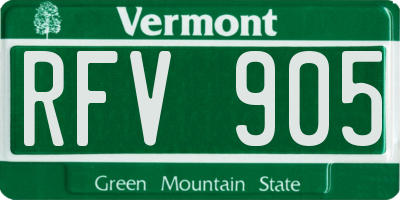 VT license plate RFV905