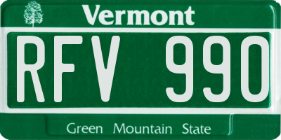 VT license plate RFV990