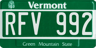 VT license plate RFV992