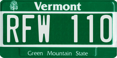 VT license plate RFW110