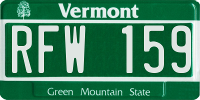 VT license plate RFW159