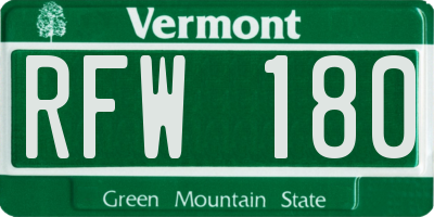 VT license plate RFW180